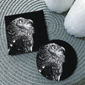 Placemats Coasters: Barking Owl Ceramic Coaster