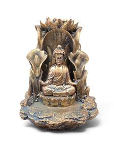 Incense Burners: Gold Buddha with lotus pond Backflow