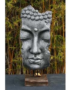 Buddha: Buddha Face On Stand Black/Silver 70cm