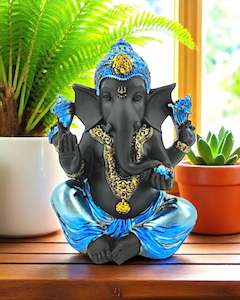 Sitting Ganesh Shiny Blue