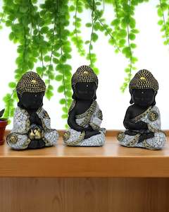 16cm Sitting Buddha Pebble deisgn ( set of 3 )