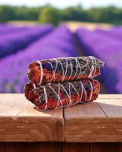Smudge Sage Palo Santo: Dragon's Blood Sage w/ Lavender Smudge Stick (4 in.)