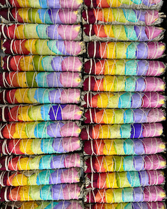 Smudge Sage Palo Santo: Chakra Smudge Stick, 8" White Sage Wand w/Rainbow Rose Petal