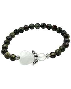 Dragon Blood Jasper Crystal Heart Guardian Angel Bracelet