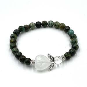 Crystal Jewellery: African Turquoise Heart Guardian Angel Bracelet