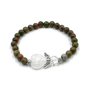 Crystal Jewellery: Unakite Crystal Heart Guardian Angel Bracelet