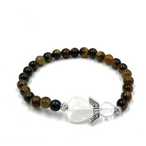 Crystal Jewellery: Tiger Eye Crystal Heart Guardian Angel Bracelet