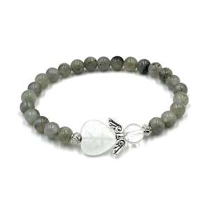 Crystal Jewellery: Labradorite Crystal Heart Guardian Angel Bracelet