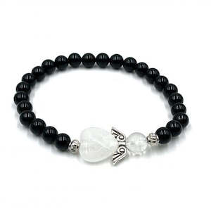 Onyx Crystal Heart Guardian Angel Bracelet