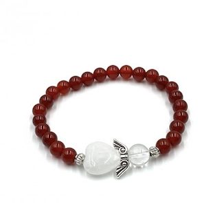 Crystal Jewellery: Carnelian Crystal Heart Guardian Angel Bracelet