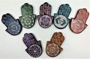 Soapstone 7 Chakra Incense Burner Hamsa