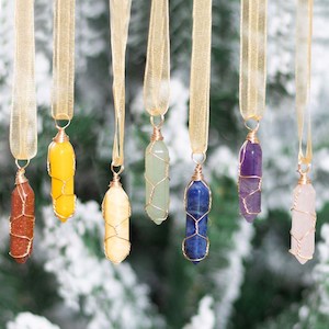 Christmas: Set of 7 Hanging Crystal Tree Decorations