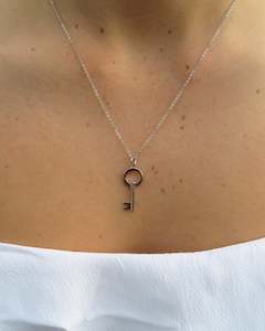 Sterling Silver Round Key Pendant on sterling silver chain.
