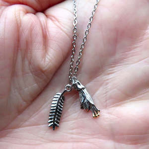 Wildside Earrings Silver 1: SILVER KOWHAI FLOWER AND LEAF PENDANT