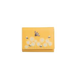 Moonflower Tri-Fold Leather Bee Purse - Yellow