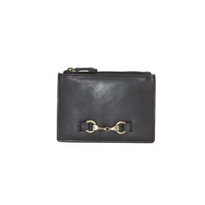 Card Coin Holder: Steed Leather Card & Coin Purse - Black