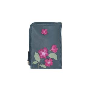 Card Coin Holder: Sakura Card & Coin Leather Holder - Navy