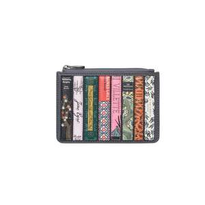 Card Coin Holder: Bronte Bookworm Card & Coin Leather Purse - Grey