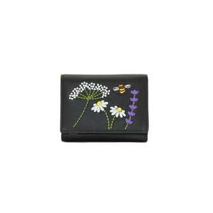 Oxford Leather Purse: Blossom Tri-Fold Leather Purse - Black