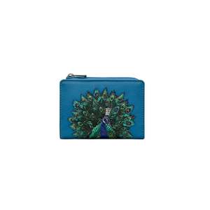 Peacock Plume Leather Purse - Blue
