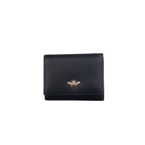Mason Small Tri-Fold Leather Purse - Black