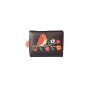 Wallets: Robin Small Tri-Fold Leather Purse - Black