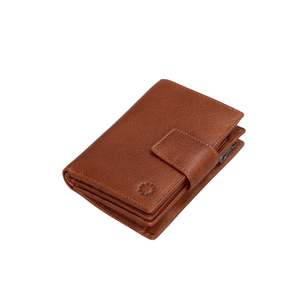 Tri Fold Leather Wallets: Anson Leather Purse - Brown