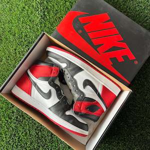 Air Jordans: JORDAN 1 HIGH "SATIN BLACK TOE" - PRELOVED PAIR (WOMENS US9.5)