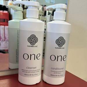 Clever Curl ONE Cleanser & Conditioner duo both 450ml with pumps