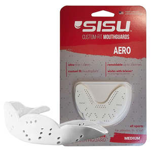 Sport Exercise: SISU Nextgen Aero Medium Snow White Mouthguard – Slim Fit Sports Mouthguard for Adults & Teens - Braces Compatible