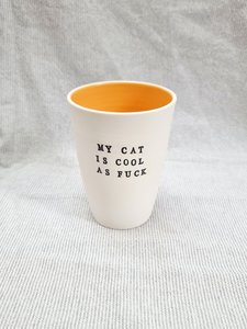 Products: My Cat is Cool as Fuck' Tumbler - Melon - Snowfox Ceramics