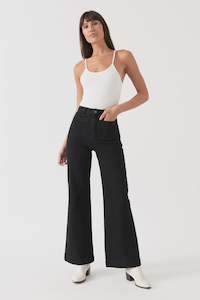 Rollas: Rollas High Rise Wide Leg Sailor Jean in Jet Black