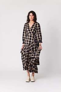 Sale: Libertine The Label Sundance Dress Navy Camel Plaid