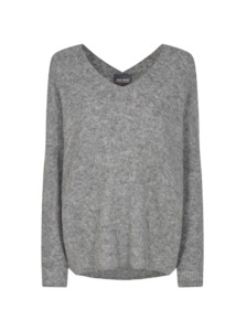 Jumpers: Thora V-Neck Knit in Grey Melange