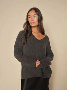 Jumpers: Mos MOsh Thora V neck Knit Phantom