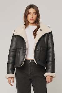 Coats Jackets: Faux Shearing Jacket in Black