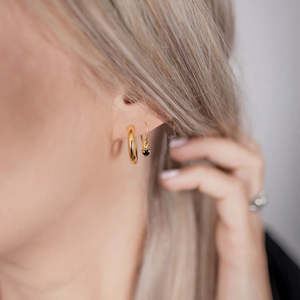 Droplets Gold Onyx Earrings
