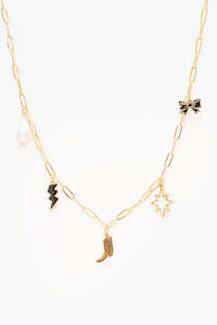 Boots & Bow Charm Necklace