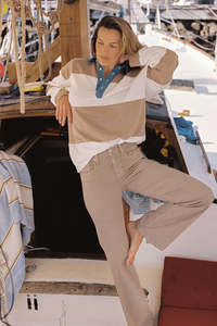 Bottoms: Effie Mid Flare Jean Mushroom