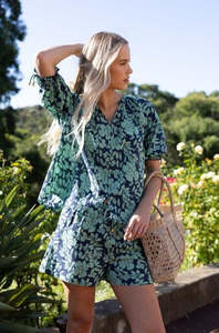 Fleur Blouse Mint/Navy