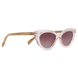 Wholesale Adult Sunglasses: (b2b) SAVANNAH BLUSH PINK l With Brown Graduated Lens l Walnut Arms l wholesale- (no GST) RRP $94.99