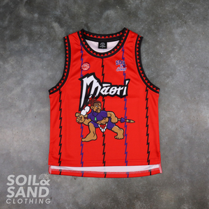 Products: Kids Māori Singlet – Red Soil and Sand
