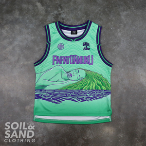 Products: Kids Papatūānuku Singlet – Seafoam Soil and Sand