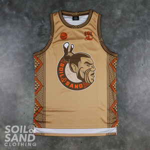 Products: Kaitiaki Singlet – Tan Soil and Sand