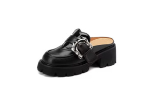 Workwear: Chunky Platform Black Leather Mule – Ryder