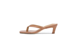 Wide Fit: Nude Kitten Heel Thong Sandal - Sid
