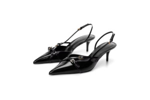 Wide Fit: Black Patent Leather Kitten Heel – Alessia