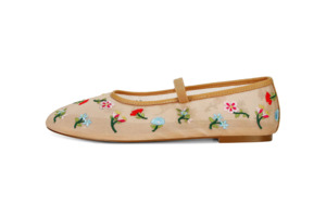 Wide Fit: Nude Floral Mesh Ballet Flat – Elise