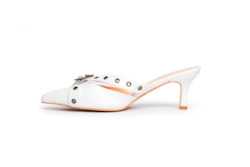 Heels: Lou Kitten Heel Mule White PREORDER