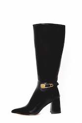 Boots: PREORDER - Tess Gold Pin long boot WIDE